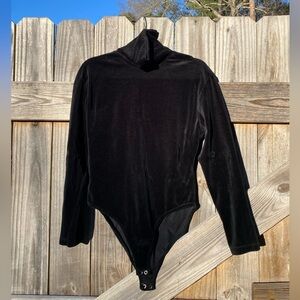 Vintage Corinna Black Velvet Long Sleeve Bodysuit